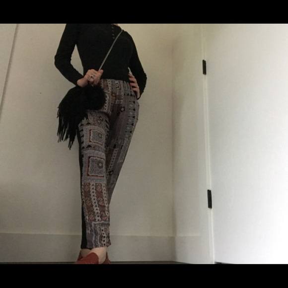 Bohemian Pant 90’s Style Hippie Chic Dark Print - Picture 3 of 12